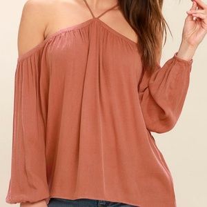 Lulu's Dusty Rose Pink Off the Shoulder Top Size S